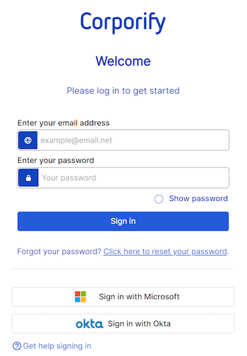 Security Corporify login